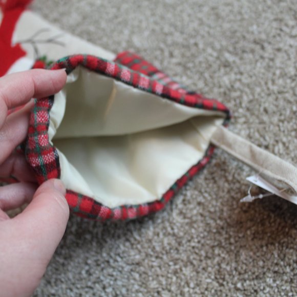 Hobby Lobby Country Snowman Christmas Stocking Bells Plaid Tan Let it Snow NWT - Picture 5 of 5